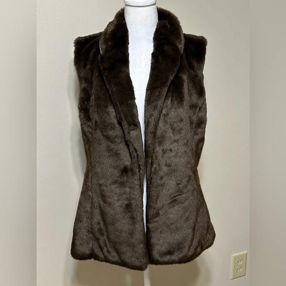 Merona Soft Brown Faux Fur Lined Vest Jacket Size L - Picture 1 of 8